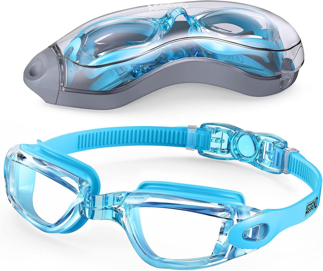 Aegend Swim Goggles, Swimming Goggles No Leaking Full Protection Adult Men Women Youth (Sky Blue)