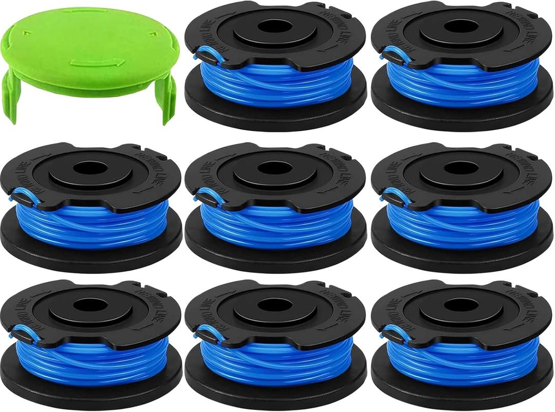 Weed Wacker String for Greenworks 20V 40V Single Line Trimmer, Weed Eater String Replacement, 8 Spool line + 1 Cap