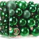 Sea Team 70-Pack Shatterproof Plastic Christmas Ball Ornaments Set, Multi-Size Christmas Baubles, Hanging Decorations for Xmas Tree, Wreath, Garland, (1.18-1.97 Inches, Green)