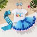 IBTOM CASTLE Toddler Birthday Girl Outfit Blue 12-18 Months