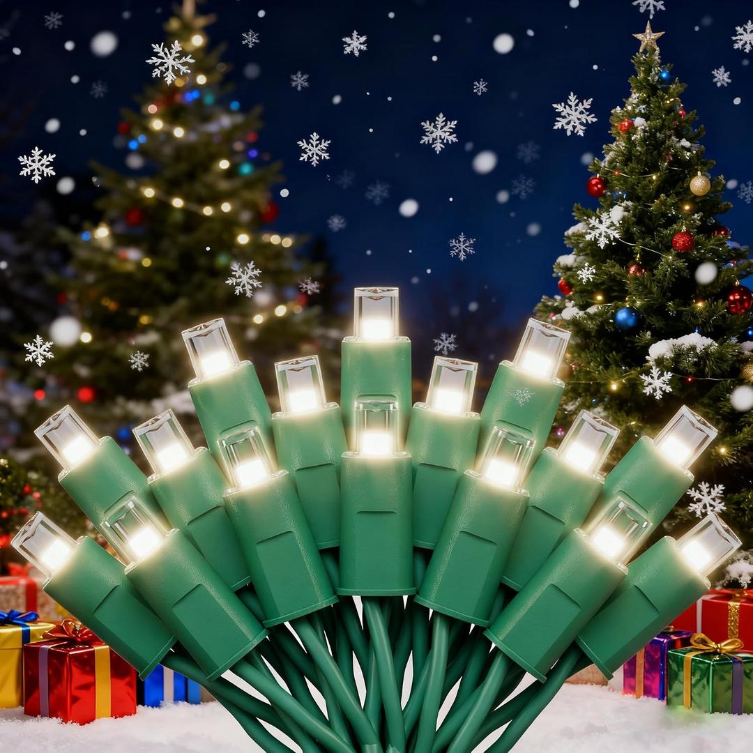 Christmas Lights, 100 Count Incandescent Bulb 50FT Fairy String Lights Set for Outdoor Indoor Christmas Decorations, ETL Certified