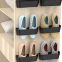 Wall Mounted Shoes Rack 6Pack with Sticky Hanging Strips, Plastic Shoes Holder Storage Organizer,Door Shoe Hangers (SM03-Black-6)