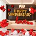 Happy Anniversary Decorations - Romantic Decor for Wedding, Valentines Day Heart Balloons for Bedroom, Party Decor Supplies (Set 1)
