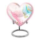 YATHABHISA Pastel Rainbow Marble Large Heart Urn for Human Ashes, Memorial Decorative Container, Small Funeral Cremation Jar for Women & Adult Male