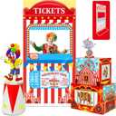 Circus Theme Party Decorations Supplies: Carnival Ticket Photo Booth Props Backdrop Kit with Circus Boxes Carnival Photo Backdrop Amusement Park Theme Accessories for Boys Girls Birthday Decor