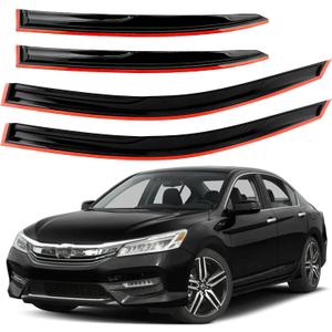 Window Visors Rain Guards for 2013-2017 Honda Accord, Tape-On Shatterproof Sun Smoke Guard Vent Visor Side Wind Deflectors Accessories for Trucks