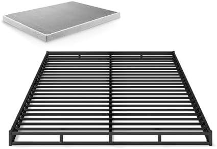 Zinus 4 Inch Low Profile Quick Lock Smart Box Spring/Mattress Foundation/Strong Steel Structure/Easy Assembly, Full , Black