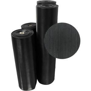 Rubber-Cal 03_168_W_FR_04 Fine Rib Corrugated Rubber Mats, 1/8" Thick x 4' x 4' Runners, Black