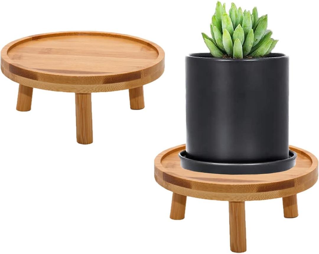 ARTORA Mid Century Modern Plant Stand, Wood Indoor Plant Holder Succulents Plant Pot Raiser Decorative Corner Planter Stand for Small to Medium Plants (Natural 2PCS)