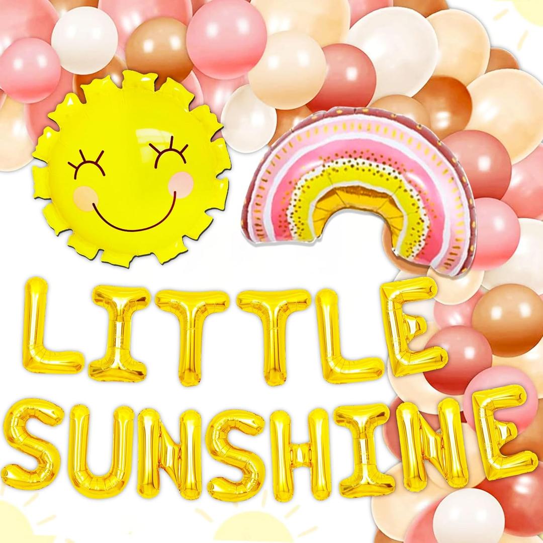 Roaring Good Time BOHO Litte Sunshie Balloon Little Sunshine Baby Shower Decorations Sunshine Party Supplies A Little Ray of Sunshine is Almost Here Banner Balloons for Sunshine Baby Shower, Pink