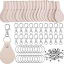 Landical 20 Pcs Leather Keychain Blank Craft Kit PU Leather Key Fob Swivel Hook Key Ring for Stamping Laser Engraving(Round)