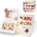 OAMCEG 60 Pack Cookie Boxes with Window, 8x6x2.5 Inch Bakery Treat Boxes for Christmas Holiday Gift Giving, Desserts, Donuts, Pastries-White