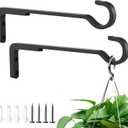 8 Inch 2 Pack Black Heavy Duty Outdoor Plant Hangers, Iron Hanging Plant Brackets for Hanging Plants Outside, Metal Plant Hooks Plant Wall Hooks for Hanging Lantern, Bird Feeder