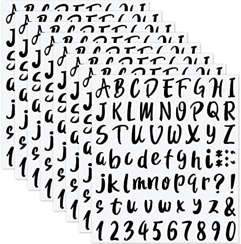Outus 576 Pieces 8 Sheets Letters Stickers Self Adhesive Vinyl Letter for Graduation Cap Alphabet Number Stickers Mailbox Numbers Sticker, Decals for Classroom Decor Sign Door(Black,1.5 Inch)