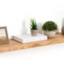 48" Rustic Elm Wood Floating Shelves, 8 Inch Deep Wall Shelves for Home Decor, Wall Mounted Floating Shelf with Invisible Bracket, Heavy-Duty Storage & Display Shelf for Living Room, Kitchen, Set of 1