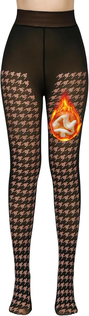 Fleece Lined Tights Sheer Women - Fake Translucent Warm Pantyhose Leggings Sheer Thick Tights for Winter (XXL)