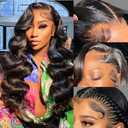 LUCKOKOS 28 Inch 13x6 Body Wave Lace Front Wigs Human Hair 200 Density HD Transparent Lace Front Wigs for Black Women Glueless Frontal Wigs Human Hair Pre Plucked