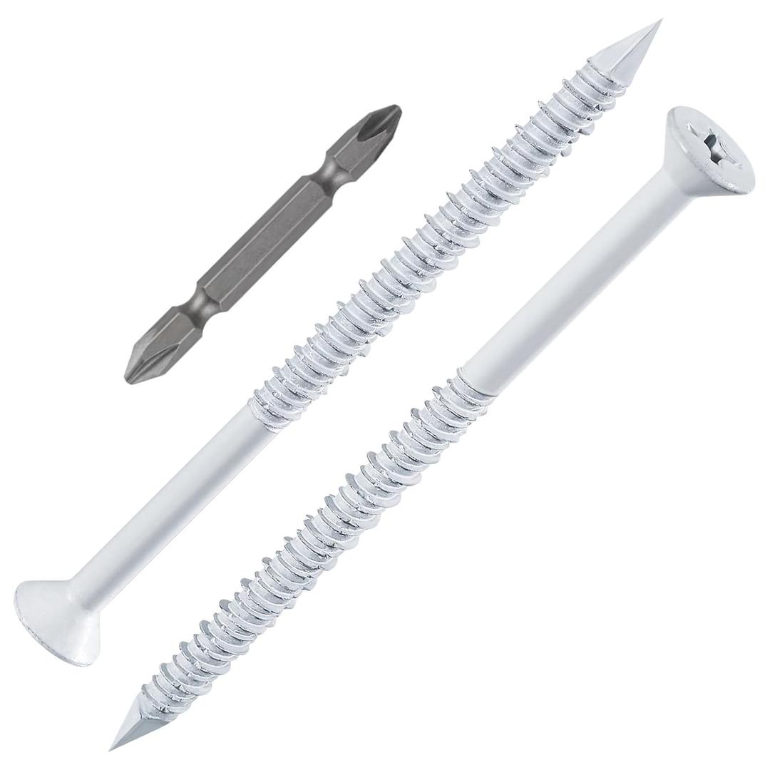 WenSilon(30 PCS) 1/4" x4 White Concrete Screw Anchor White Flat Head for Anchoring to Masonry, Block or Brick Stucco