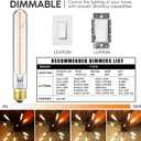 7.3 Inch E26 Led Bulb 40 watt,Dimmable Tubular Bulb 4W,2700k Warm White Edison Bulbs,T10 Long Clear Glass Light Bulb for Rustic Pendant,Industrial Pipe,Wall Sconces,Chandeliers,6 Pack