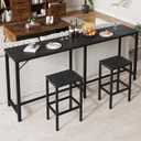 YATINEY 70.9" Bar Table and Chairs Set, Dining Table and Chair Sets, 3 Piece Counter Height Table and 2 Stools, Kitchen Table for Home Restaurant, Bar, Black BT09BB, 15.7 inches x 70.9 inches x 35.6 inches