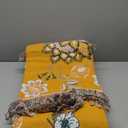 Boho Throw Blanket, 100% Cotton Ultra Soft Luxury Throw Rustic Quilt, Floral Printed Farmhouse Decor Bed Summer Blankets, All Season Rustic Reversible Bohemian Throw for Bed (90"x98" Yellow