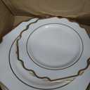 " OCCASIONS " 120 Plates Pack,(60 Guests) Heavyweight Wedding Party Disposable Plastic Plates Set -60 x 10.5'' Dinner + 60 x 8'' Salad/Dessert Plate (Imperial Ivory & Gold), 120 Piece