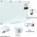 Glass Dry Erase Board, 36 x 24 Inches Magnetic Glass Whiteboard for Wall, 3' x 2' Frameless Board for Office, Home, School
