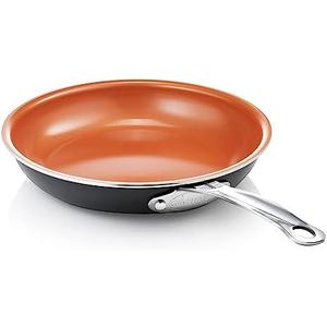 Gotham Steel 9.5 Inch Copper Non Stick Frying Pans, Ceramic Non Toxic Frying Pans Nonstick Skillet Made Without PFOA PFOS, Lightweight, Stay Cool Handle, Oven and Dishwasher Safe