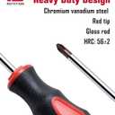 ROTATION 6PCS Magnetic Tip Screwdriver Set, 3 Phillips and 3 Flat, Red Tip | Red, Gloss, S2 Steel)