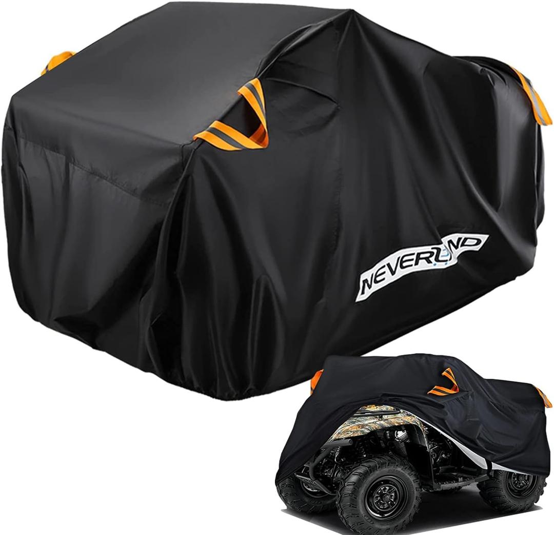 NEVERLAND ATV Cover Waterproof Heavy Duty 300D All Weather Protection Up to 82'' 4 Wheeler Covers Outdoor Storage Compatible with Polaris Sportsman Yamaha Honda Kawasaki KFX with Reflective Strips
