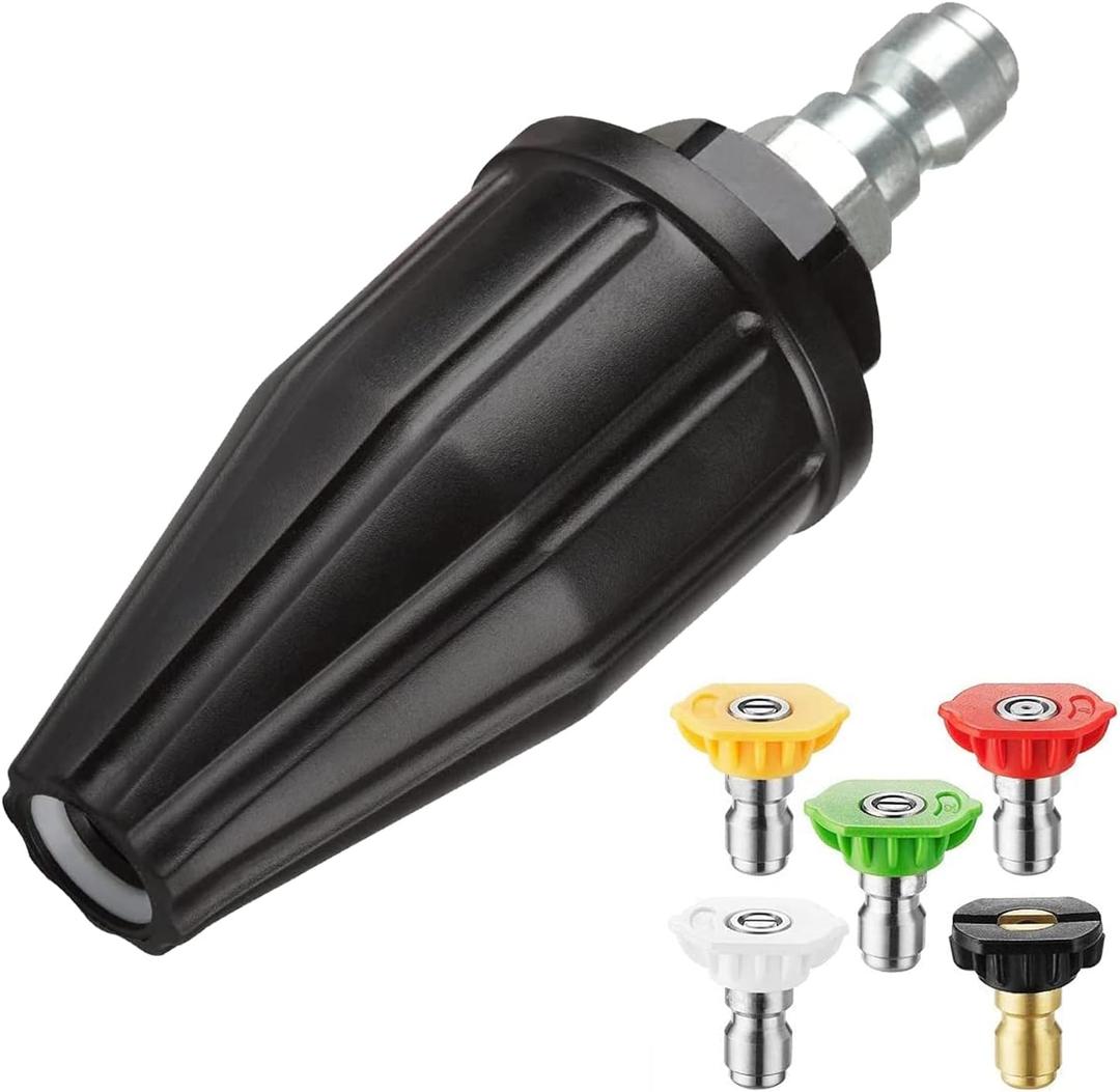 YAMATIC Pressure Washer Turbo Nozzle Tips, 360 Rotating Turbo with 5 Spray Nozzles, 3000 PSI 4.0GPM with 1/4" Quick Connector Compatible with Ryobi, Greenworks, Craftsman, Troybilt, Simpson