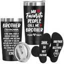 Gifts for Brother Fathers Day, Birthday, Graduation, Big Little Brother Adult Gifts from Sister, Funny Socks+ 20 Oz Insulated Tumbler Cup