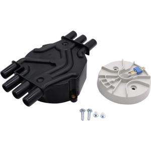 Ignition Distributor Cap and Rotor Kit Compatible with Chevy Cadillac GMC V6 4.3L Vortec Replace DR475 DR331 D465 D328A 10452457 10452458 (Black)