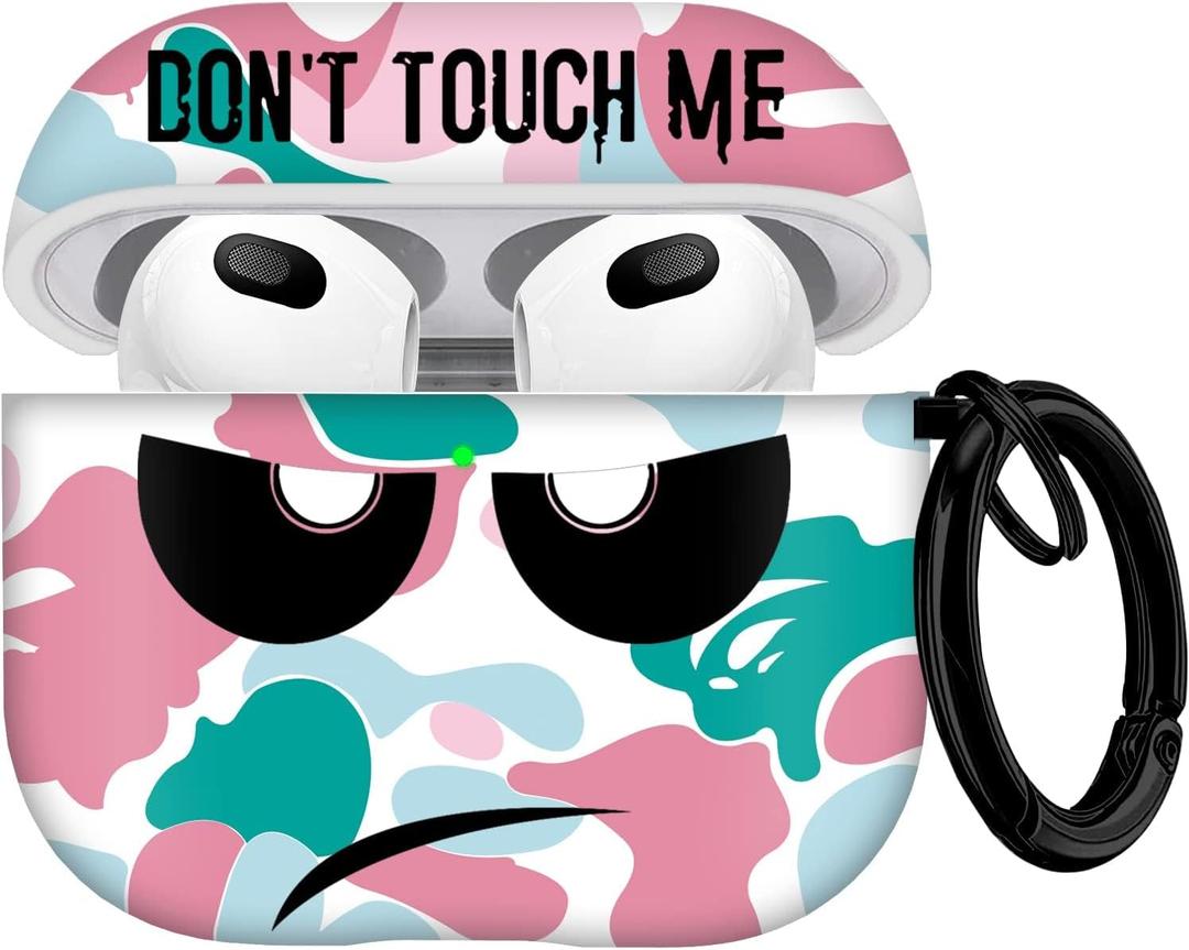 for Airpods Pro Case, Don't Touch Me for Airpods Pro Cover with Keychain Soft Cute Shockproof Cover for Women Men Compatible with for Airpods Pro 2019 Charging Case,Pink
