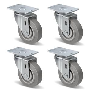 3.5" Heavy Duty Casters, Swivel Rubber Casters Set of 4 No Noise Plate Caster Wheels, Load Capacity 1000lbs