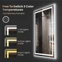 Snowdool 48"X36" LED Bathroom Mirror with Front Lights and Backlit, Anti-Fog, Dimmable, Shatter-Proof Tempered Glass, Lighted Bathroom Vanity Mirror for Wall with 3 Colors, Memory Function