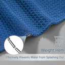 Extra Long Shower Curtains 96 inch Classic Blue Waffle Shower Curtain for Bathroom, Heavy Duty 256GSM Modern Shower Curtain, Machine Washable,Water Resistant with 12 Metal Hooks, 72Wx96H