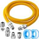 Puxyblue [2025 NEW] 72" Flexible Gas Line Kit for Dryer Stove Range Flexible Stainless Steel Gas Dryer Kit - 3/4" OD(5/8" ID) Dryer Gas Line with Connector 3/4" FIP & 1/2" MIP & 3/4" MIP Fitting