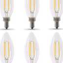 Feit Electric 40W Equivalent Candelabra LED Light Bulb, Dimmable, E12 Base, 2700K Soft White, B10 Filament Torpedo Tip Decorative Lighting Bulbs, 13-Year Lifetime, CTC40/927CA/FIL/6, 5-Pack