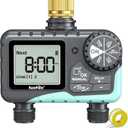 RAINPOINT Sprinkler Timer 2 Outlet, Water Timer for Garden Hose, for Yard Outdoor Watering, Rain Delay/Manual/Automatic System Controller Brass Inlet, V2 (1 pcs)