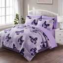 ARTALL Bed in A Bag Full/Queen Size 8 Pieces, Purple Butterfly All Season Bedding Comforter Bed Set with Pillow Shams, Flat Sheet, Fitted Sheet, Bed Skirt, Pillowcases