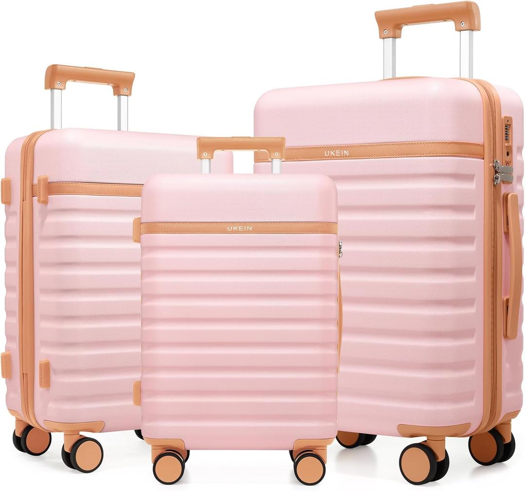 3 Piece Luggage Set, Lightweight Hardshell Large Checked Suitcase TSA Lock