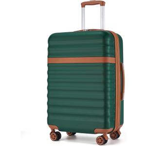 Kono Medium Sized Checked Luggage, 24 Inch Expandable with Spinner Wheels, TSA Lock, ABS + PC Lightweight Travel Suitcase with Larger Capacity and Lighter Weight, Green