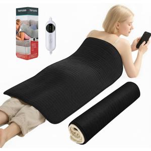 Extra Large Heating Pad for Back Pain Relief and Period Cramps,20x40 King Size, with 10 Temp Settings & 3 Timer Options, Full Body Heating Pad for Shoulder and Legs, Machine Washable(Black)