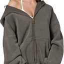 Dnzzs Womens Zip Up Hoodie Oversized Acid Wash Sweatshirts Heavyweight Fall Fashion Outfits Casual Jackets Winter Clothes (X-Large, Grey)