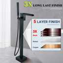 Free Standing Tub Faucet Black, Floor Mount Freestanding Bathtub Faucets, Brass Stand Alone Tub Filler, Waterfall High Flow Bathtub Shower Mixer Tap,SFRT-MB