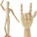 2 Pack 12" Drawing Mannequin,12" Hand Model,Wooden Manikin Body Figures Gifts for Artists,Poseable Art Mannequin Figure Dolls,Wood Statue Sculpture Decor Animation Drawing Tools
