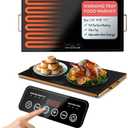 Electric Warming Tray for Food | 31.5"x17.5" Large Thermaplate Electric Food Warmer for Kitchen & Buffet | 1" Thin Countertop Hot Plate with Touch Controls, Adjustable Temp, Black/Gold Finish