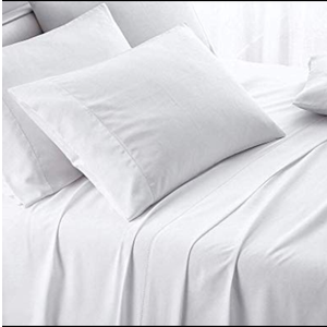 800 Thread Count 100% Egyptian Cotton Sheet, White Full Sheet , Long-Staple Combed Pure Natural Cotton Bedsheet, Soft & Silky Sateen Weave