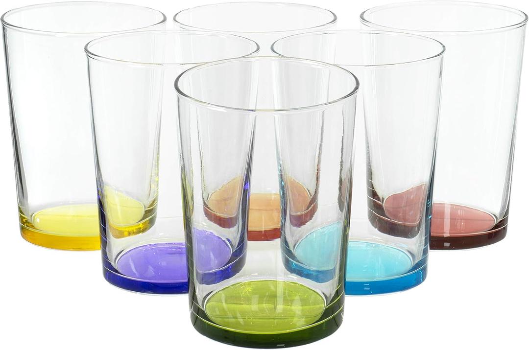 Red Co. Multicolor Large Drinking Glasses for Water, Juice and Cocktails, 16 Ounce - Set of 6